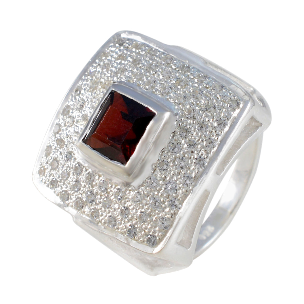 Garnet Halo Moroccan Silver Red Gemstones Versatile Modern Ring Jewellery