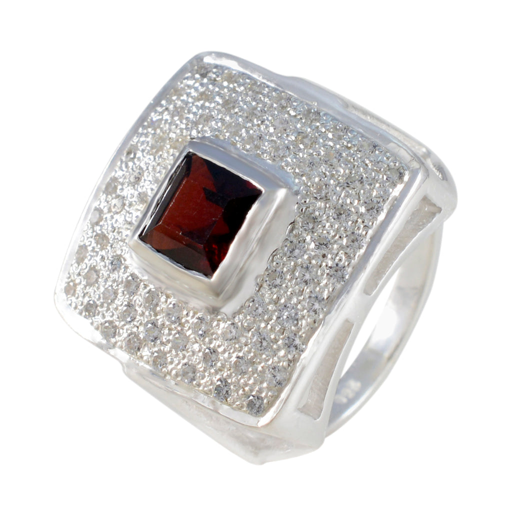 Garnet Halo Moroccan Silver Red Gemstones Versatile Modern Ring Jewellery