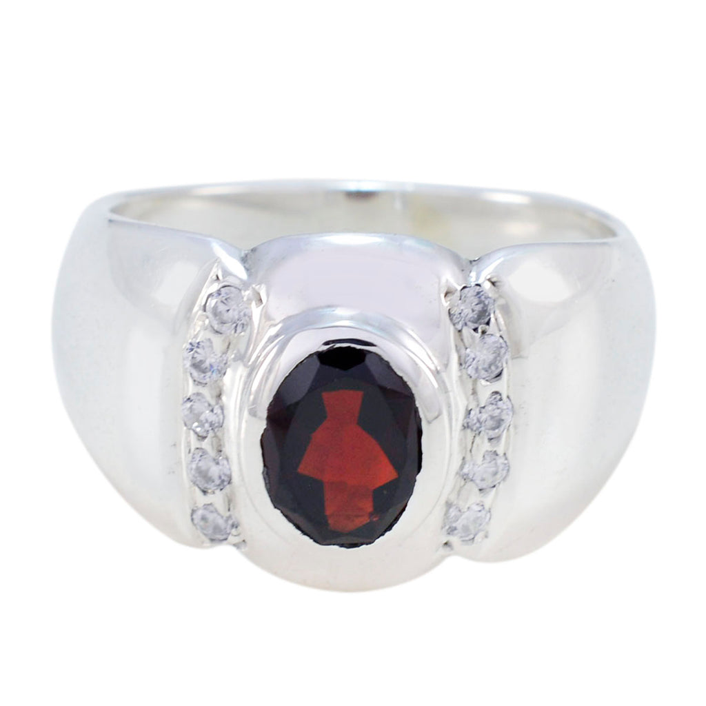 Garnet Halo African 925 Silver Red Gemstone Essential  Contemporary Ring Jewelry