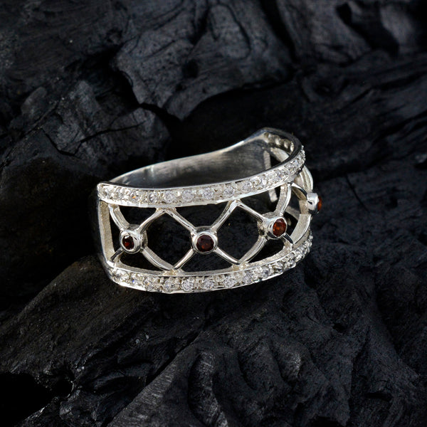 Garnet multiple French 925 Silver Red Gemstone Slim Trendy Ring Jewellery