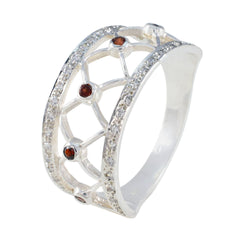 Garnet multiple French 925 Silver Red Gemstone Slim Trendy Ring Jewellery