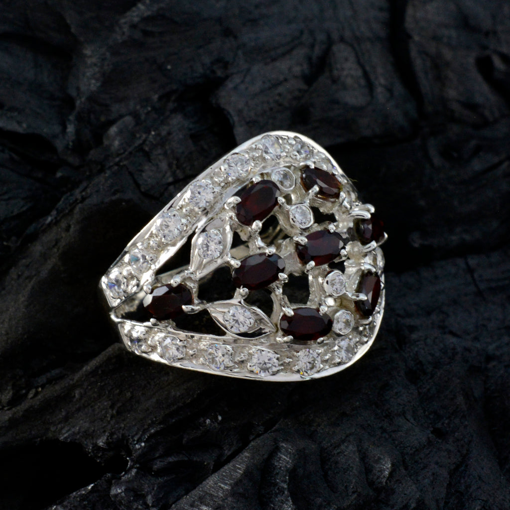 Garnet multiple African Silver Red Gemstone Versatile Abstract Ring Jewelry
