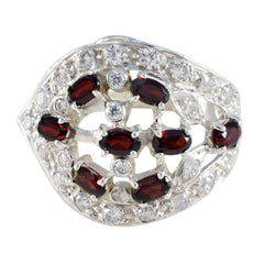 Garnet multiple African Silver Red Gemstone Versatile Abstract Ring Jewelry