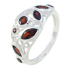 Garnet multiple French Sterling Silver Red Gemstone Minimal Cultural Ring Jewelry