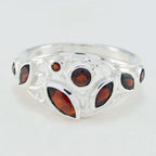 Garnet multiple French Sterling Silver Red Gemstone Minimal Cultural Ring Jewelry