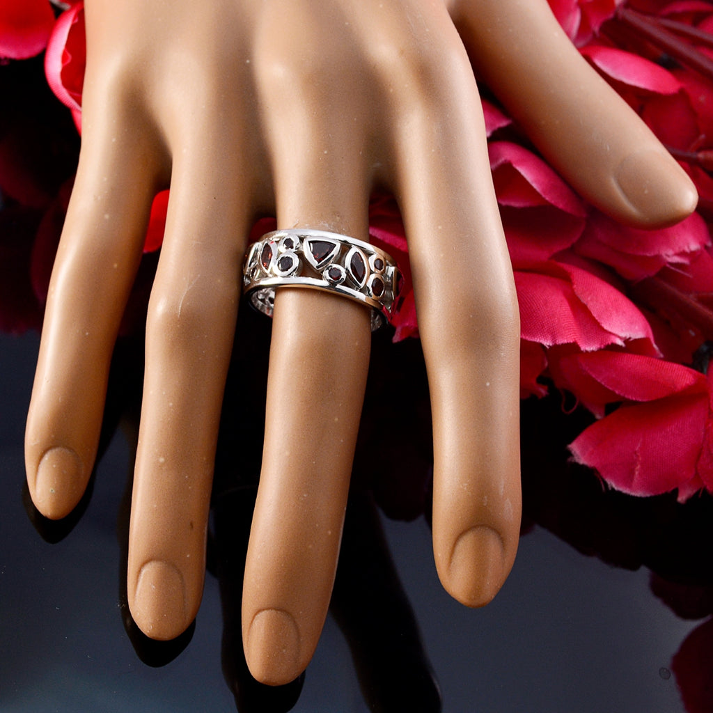 Garnet multiple Egyptian Sterling Silver Red Gems Versatile Eternity Band Jewelry