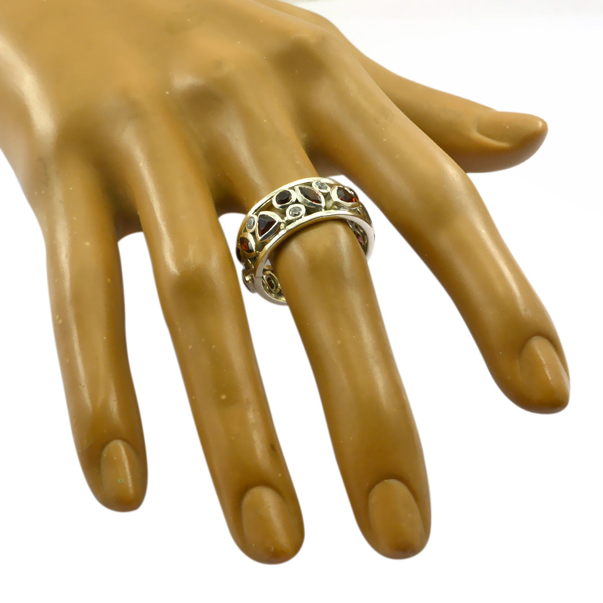 Granat flera egyptiska sterlingsilverröda ädelstenar mångsidiga allianssmycken Sekundär produktbild