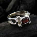 Garnet Halo Indian 925 Sterling Silver Red Gems Featherlight Artisan Ring Jewellery