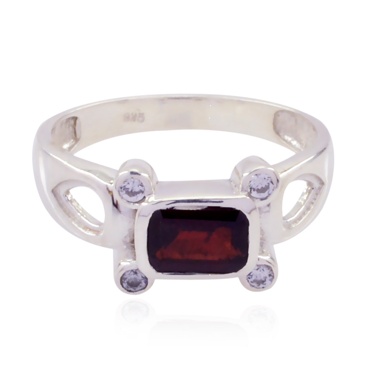 Garnet Halo Indian 925 Sterling Silver Red Gems Featherlight Artisan Ring Jewellery Image principale du produit