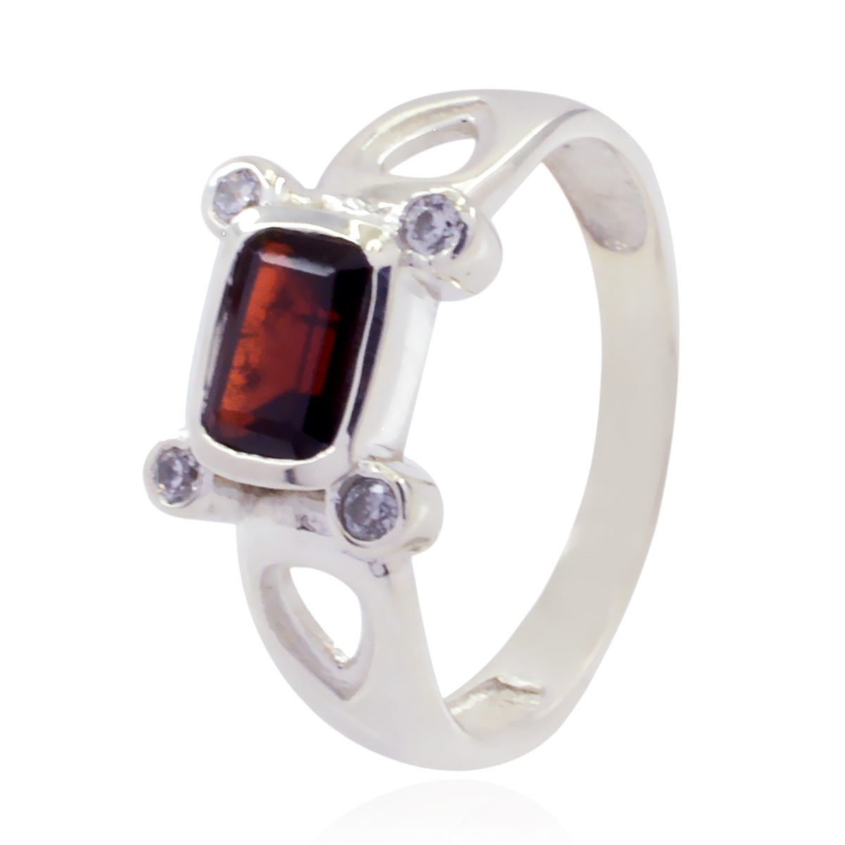 Garnet Halo Indian 925 Sterling Silver Red Gems Featherlight Artisan Ring Jewellery