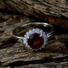 Garnet Halo Russian Silver Red Gemstones Slim Fairytale Ring Jewelry