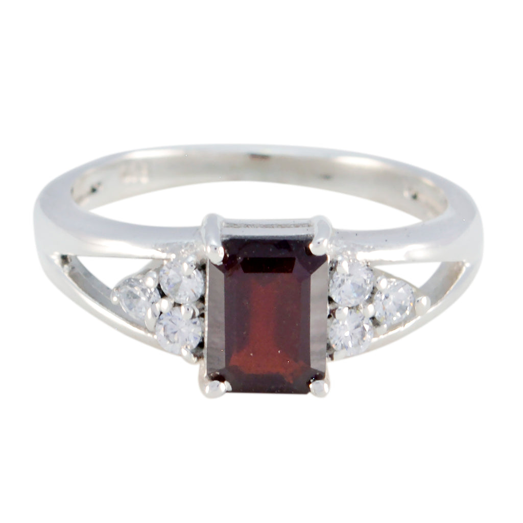 Garnet Halo American Sterling Silver Red Gems Dainty Trendy Ring Jewellery