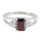 Garnet Halo American Sterling Silver Red Gems Dainty Trendy Ring Jewellery