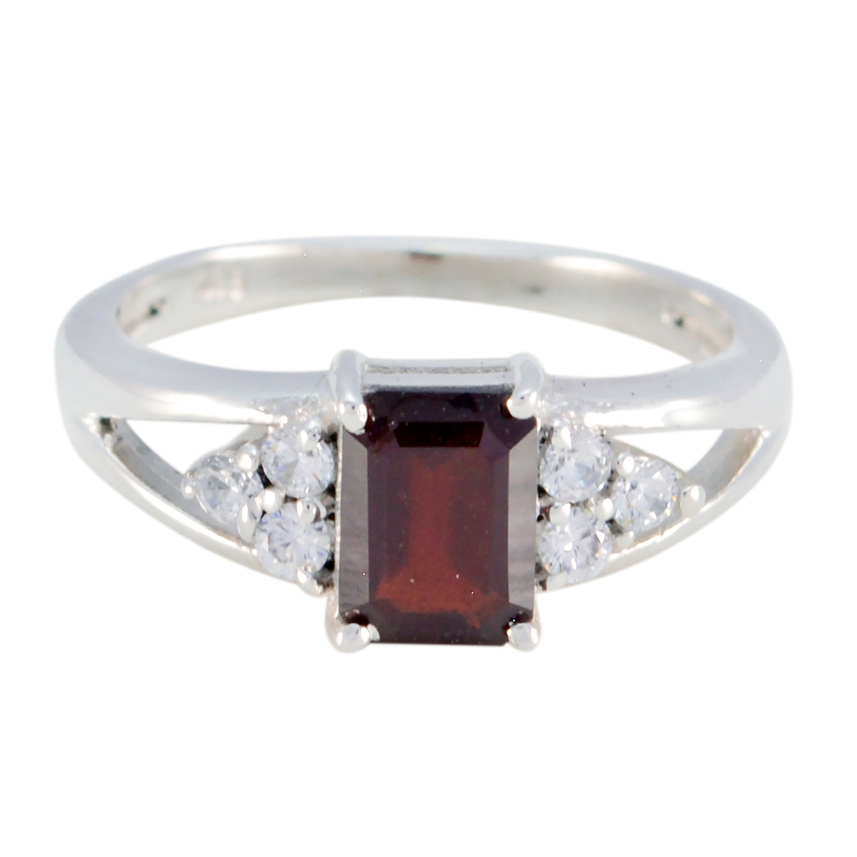 Garnet Halo American Sterling Silver Red Gems Dainty Trendy Ring Jewellery