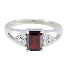 Garnet Halo American Sterling Silver Red Gems Dainty Trendy Ring Jewellery