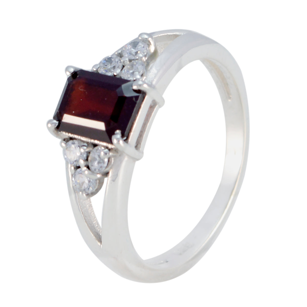 Garnet Halo American Sterling Silver Red Gems Dainty Trendy Ring Jewellery
