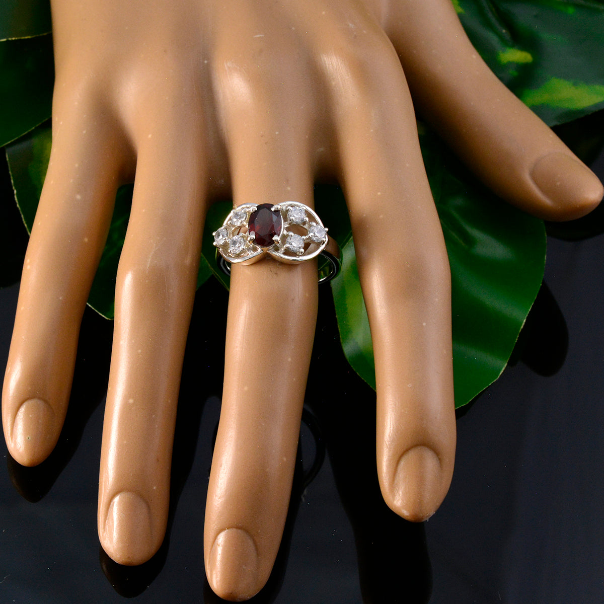 Garnet Halo Indian Sterling Silver Red Gemstones Tiny Fairytale Ring Jewelry