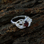 Garnet Halo Indian Sterling Silver Red Gemstones Tiny Fairytale Ring Jewelry