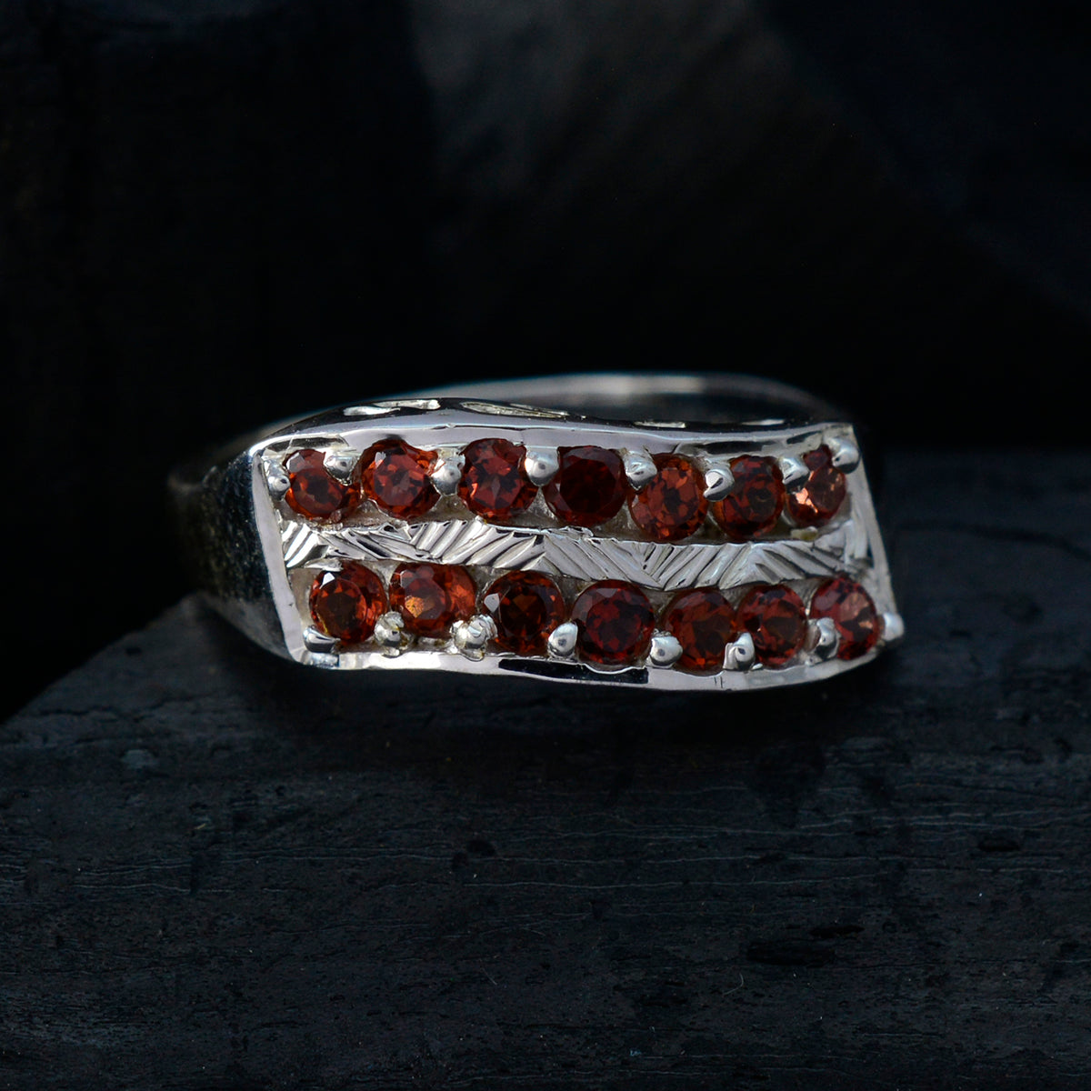 Garnet multiple African 925 Silver Red Gems Minimal Luxurious Ring Jewellery