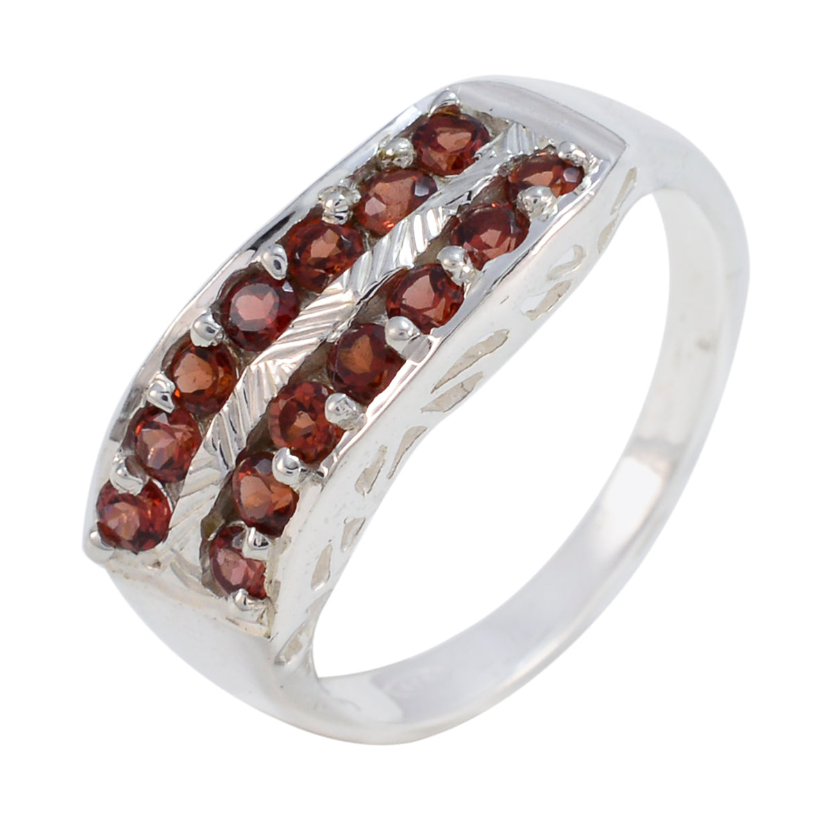Garnet multiple African 925 Silver Red Gems Minimal Luxurious Ring Jewellery