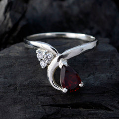 Garnet Halo Japanese 925 Sterling Silver Red Gemstone Whisper thin Graceful Ring Jewellery
