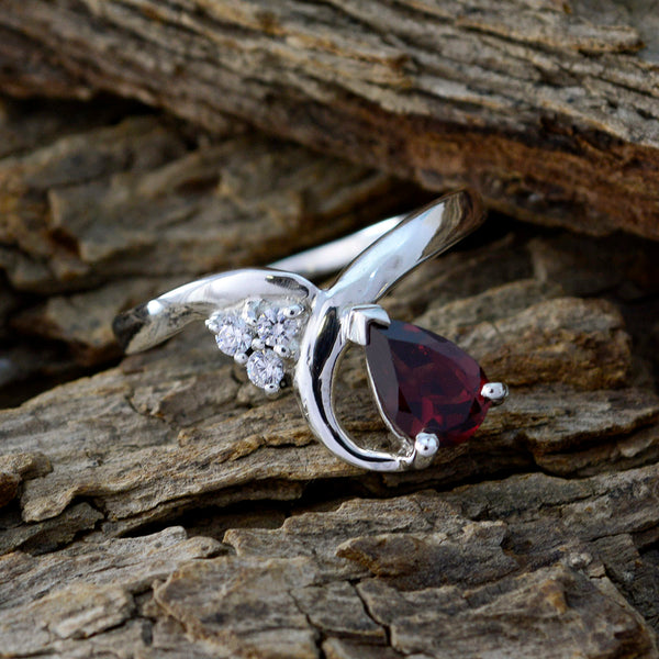 Garnet Halo Japanese 925 Sterling Silver Red Gemstone Whisper thin Graceful Ring Jewellery