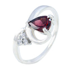 Garnet Halo Japanese 925 Sterling Silver Red Gemstone Whisper thin Graceful Ring Jewellery