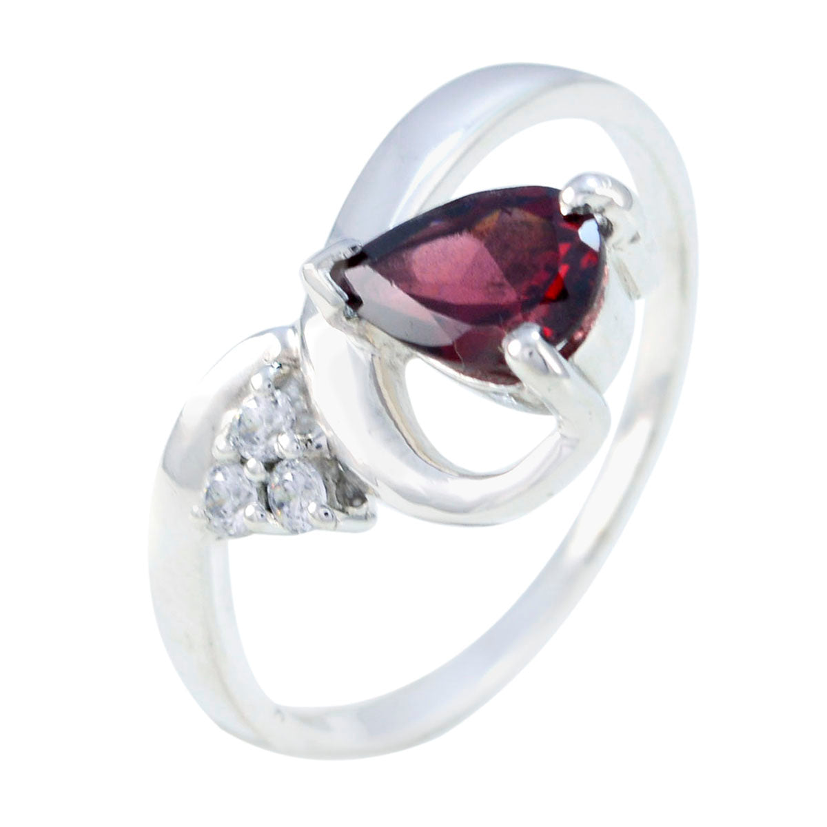 Garnet Halo Japanese 925 Sterling Silver Red Gemstone Whisper thin Graceful Ring Jewellery