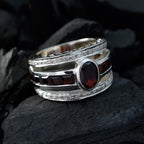 Garnet Halo French 925 Silver Red Gems Edgy Modern Ring Jewellery
