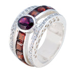 Garnet Halo French 925 Silver Red Gems Edgy Modern Ring Jewellery