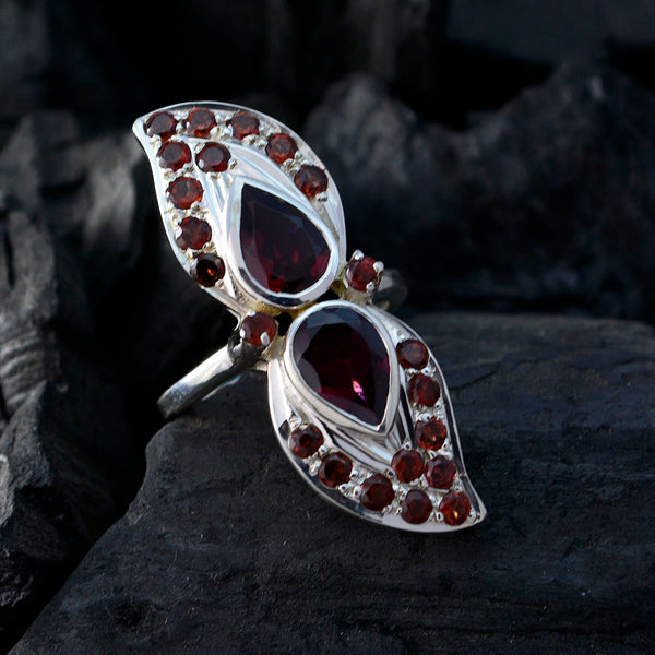 Garnet multiple Moroccan 92.5 Silver Red Gemstone Versatile Contemporary Ring Jewelry