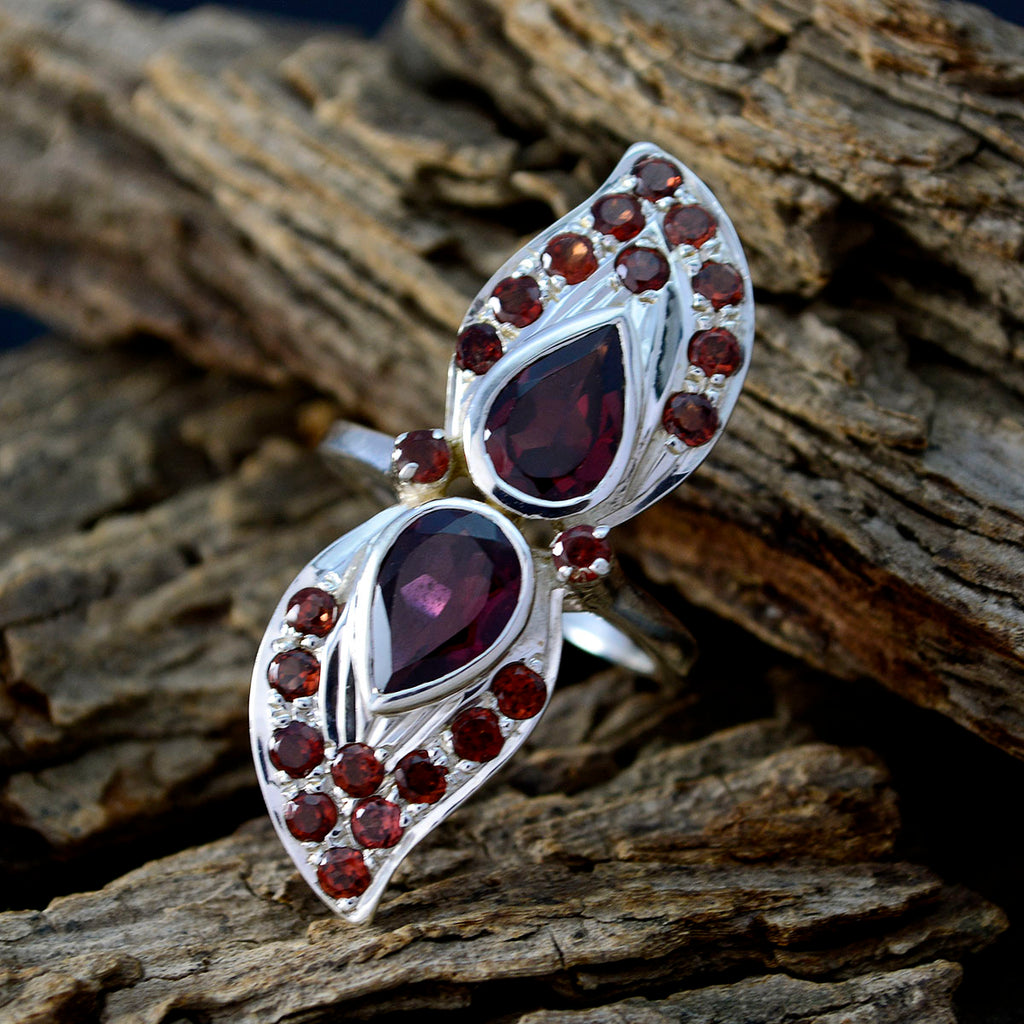 Garnet multiple Moroccan 92.5 Silver Red Gemstone Versatile Contemporary Ring Jewelry