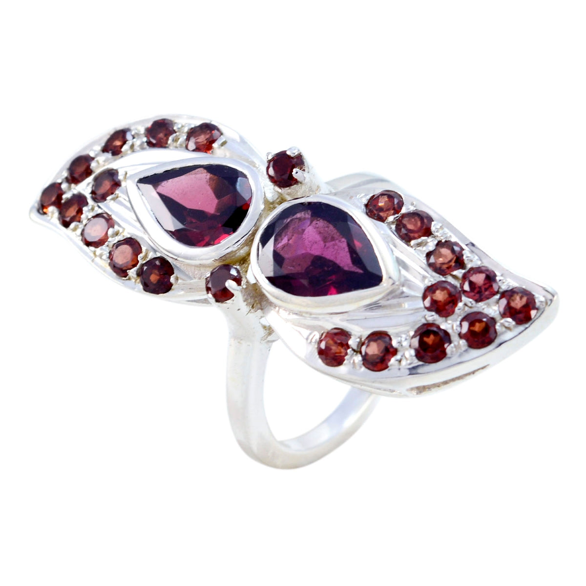 Garnet multiple Moroccan 92.5 Silver Red Gemstone Versatile Contemporary Ring Jewelry Hoofdafbeelding