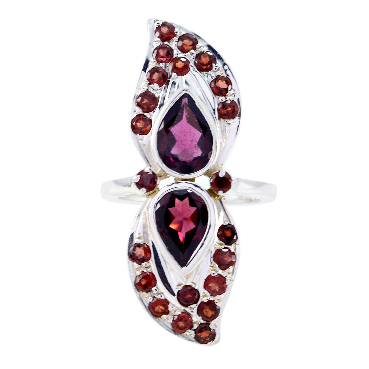 Garnet multiple Moroccan 92.5 Silver Red Gemstone Versatile Contemporary Ring Jewelry