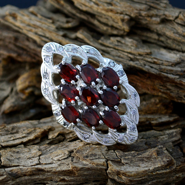 Garnet multiple French Silver Red Gems Statement Armor Ring Jewelry