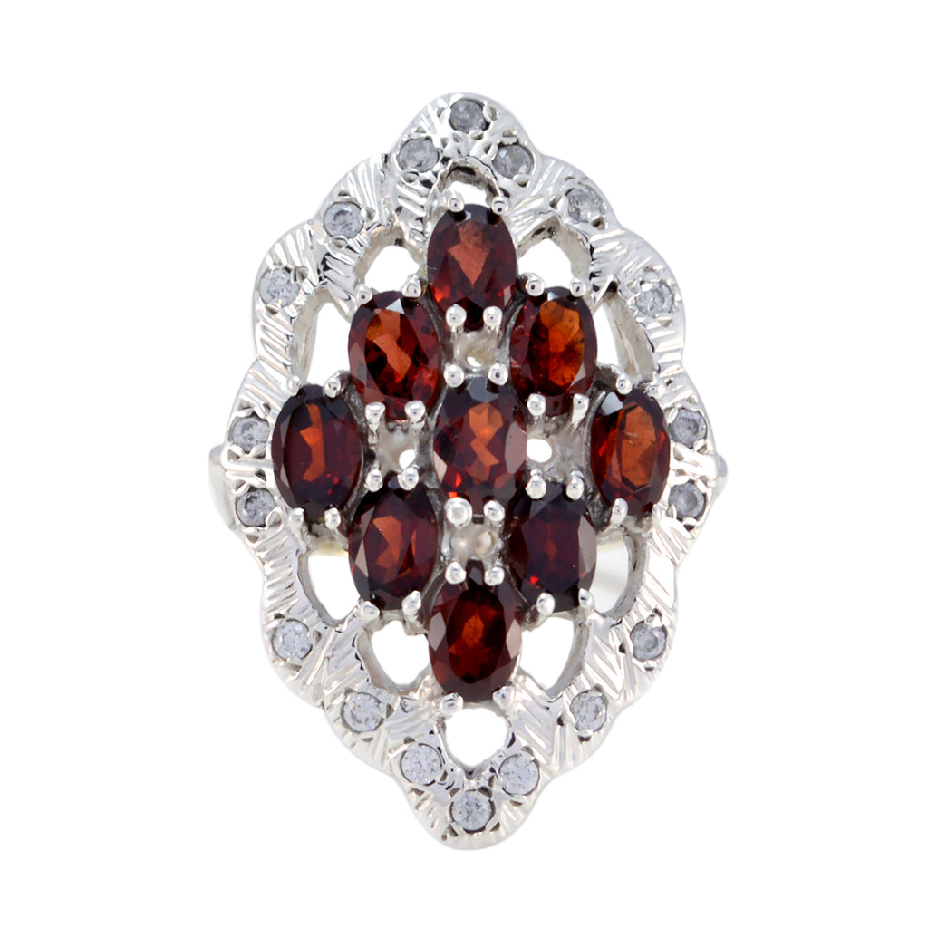 Garnet multiple French Silver Red Gems Statement Armor Ring Jewelry