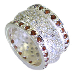 Garnet multiple Italian Sterling Silver Red Gemstone Chunky Eternity Band Jewellery