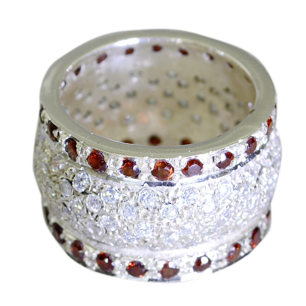 Garnet multiple Italian Sterling Silver Red Gemstone Chunky Eternity Band Jewellery