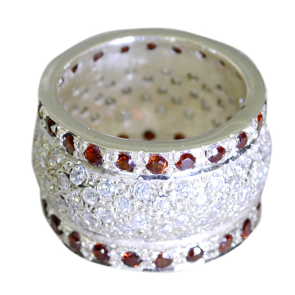 Garnet multiple Italian Sterling Silver Red Gemstone Chunky Eternity Band Jewellery