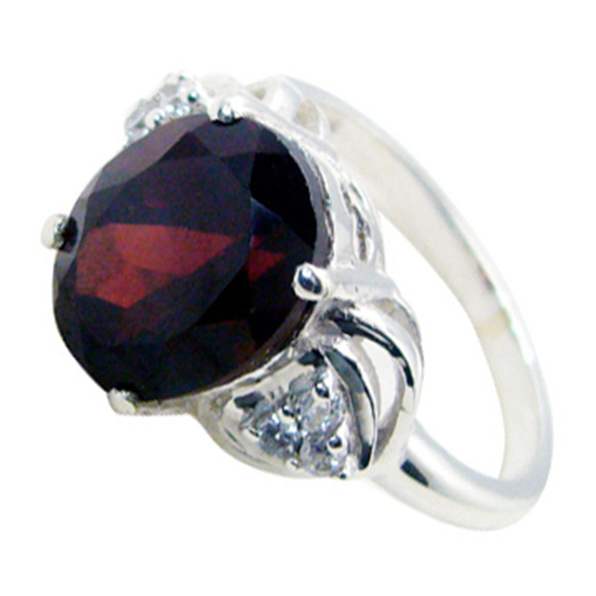Garnet Halo Indian 925 Sterling Silver Red Gemstones Eye catching Abstract Ring Jewelry
