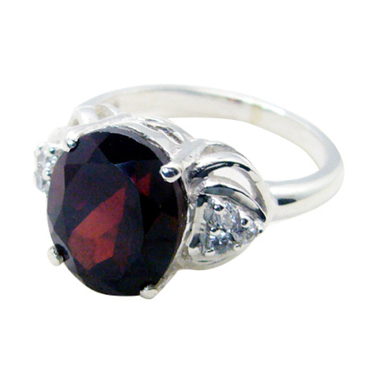 Bague indienne en argent sterling 925 avec halo de grenat et pierres précieuses rouges, bijou abstrait accrocheur Image secondaire du produit