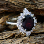 Garnet Halo Indian 92.5 Silver Red Gems Eye catching Contemporary Ring Jewellery