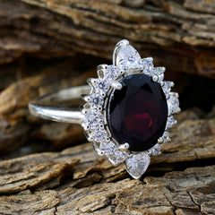 Garnet Halo Indian 92.5 Silver Red Gems Eye catching Contemporary Ring Jewellery