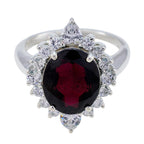Garnet Halo Indian 92.5 Silver Red Gems Eye catching Contemporary Ring Jewellery