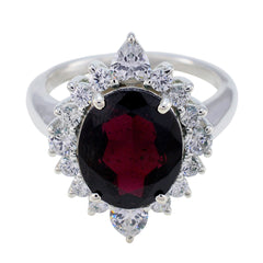 Garnet Halo Indian 92.5 Silver Red Gems Eye catching Contemporary Ring Jewellery