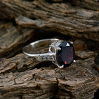 Garnet Halo Egyptian Sterling Silver Red Gemstones Minimal Glamorous Ring Jewelry