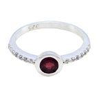 Garnet Halo Korean 925 Sterling Silver Red Gems Dainty Glamorous Ring Jewellery