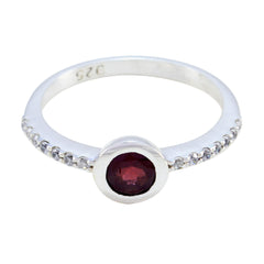Garnet Halo Korean 925 Sterling Silver Red Gems Dainty Glamorous Ring Jewellery