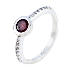 Garnet Halo Korean 925 Sterling Silver Red Gems Dainty Glamorous Ring Jewellery