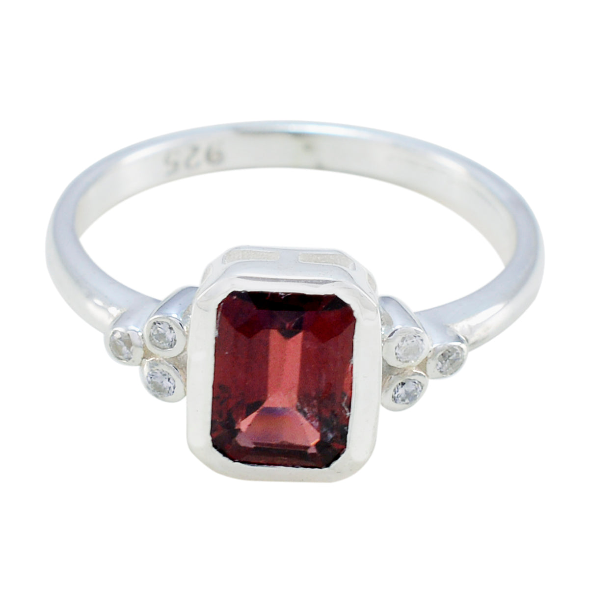 Garnet Halo Japanese 925 Silver Red Gems Dainty Romantic Ring Jewelry Huvudsaklig produktbild
